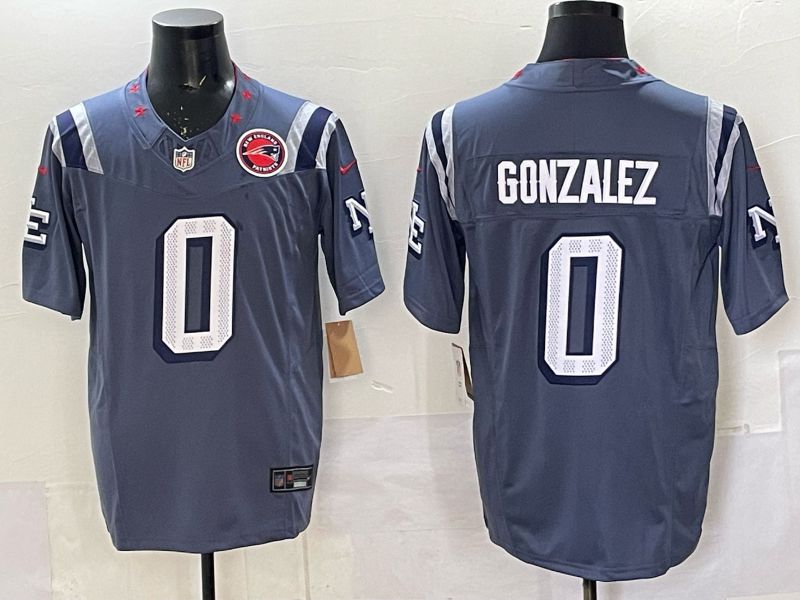 Men 2025 New England Patriots #0 Gonzalez blue 5th generation Throwback Nike Limited NFL Jersey style 052